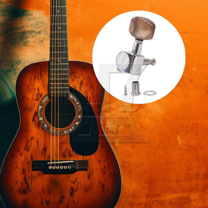 BQLZR 1pc Guitar Fully Enclosed Large Square Brown Handle Accurate String Left Hand Silver Suitable for Electric Guitars