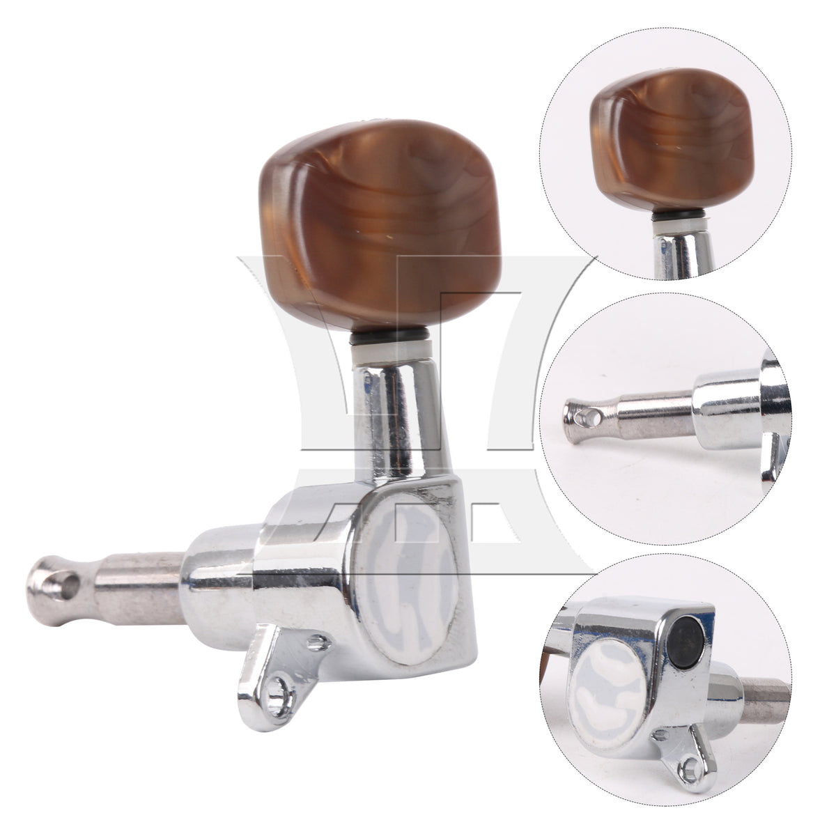 BQLZR 1pc Guitar Fully Enclosed Large Square Brown Handle Accurate String Left Hand Silver Suitable for Electric Guitars