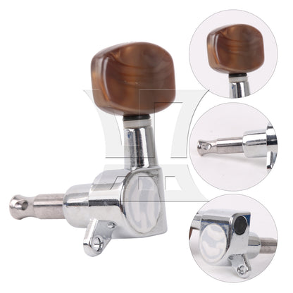BQLZR 1pc Guitar Fully Enclosed Large Square Brown Handle Accurate String Left Hand Silver Suitable for Electric Guitars