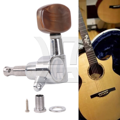 BQLZR 1pc Guitar Fully Enclosed Large Square Brown Handle Accurate String Left Hand Silver Suitable for Electric Guitars