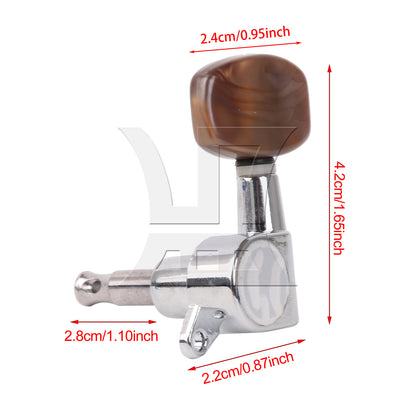 BQLZR 1pc Guitar Fully Enclosed Large Square Brown Handle Accurate String Left Hand Silver Suitable for Electric Guitars