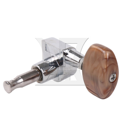 BQLZR 1pc Guitar Fully Enclosed Large Square Brown Handle Accurate String Left Hand Silver Suitable for Electric Guitars