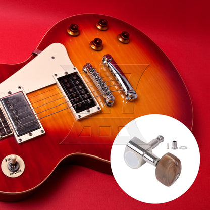 BQLZR 1pc Guitar Fully Enclosed Large Square Brown Handle Accurate String Right Hand Silver Suitable for Electric Guitars