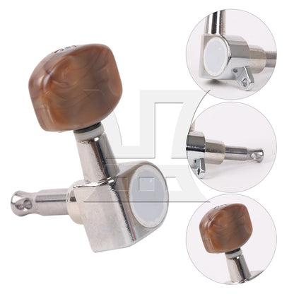 BQLZR 1pc Guitar Fully Enclosed Large Square Brown Handle Accurate String Right Hand Silver Suitable for Electric Guitars