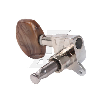 BQLZR 1pc Guitar Fully Enclosed Large Square Brown Handle Accurate String Right Hand Silver Suitable for Electric Guitars