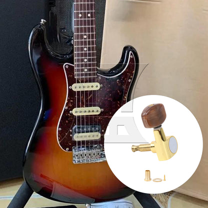 BQLZR 1pc Guitar Fully Enclosed Large Square Brown Handle Accurate String Right Hand Golden Suitable for Electric Guitars