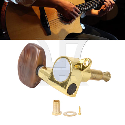 BQLZR 1pc Guitar Fully Enclosed Large Square Brown Handle Accurate String Right Hand Golden Suitable for Electric Guitars