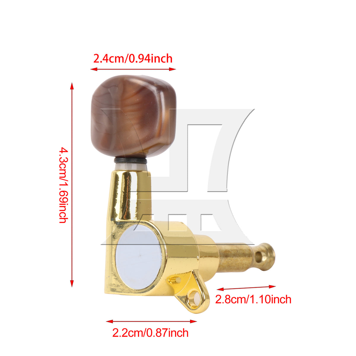 BQLZR 1pc Guitar Fully Enclosed Large Square Brown Handle Accurate String Right Hand Golden Suitable for Electric Guitars