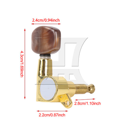 BQLZR 1pc Guitar Fully Enclosed Large Square Brown Handle Accurate String Right Hand Golden Suitable for Electric Guitars