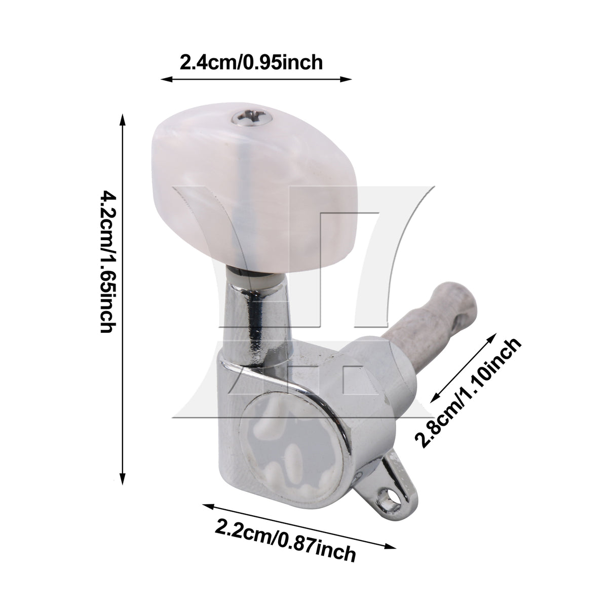 BQLZR 1pc Guitar Fully Enclosed Large Square White Pearl Color Handle Accurate String Right Hand Silver Suitable for Electric Guitars