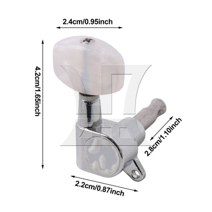 BQLZR 1pc Guitar Fully Enclosed Large Square White Pearl Color Handle Accurate String Right Hand Silver Suitable for Electric Guitars