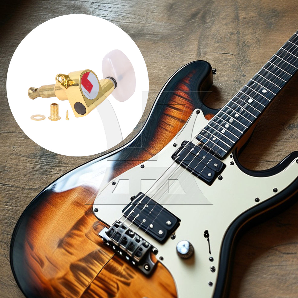 BQLZR 1pc Guitar Fully Enclosed Large Square White Pearl Color Handle Accurate String Left Hand Golden Suitable for Electric Guitars