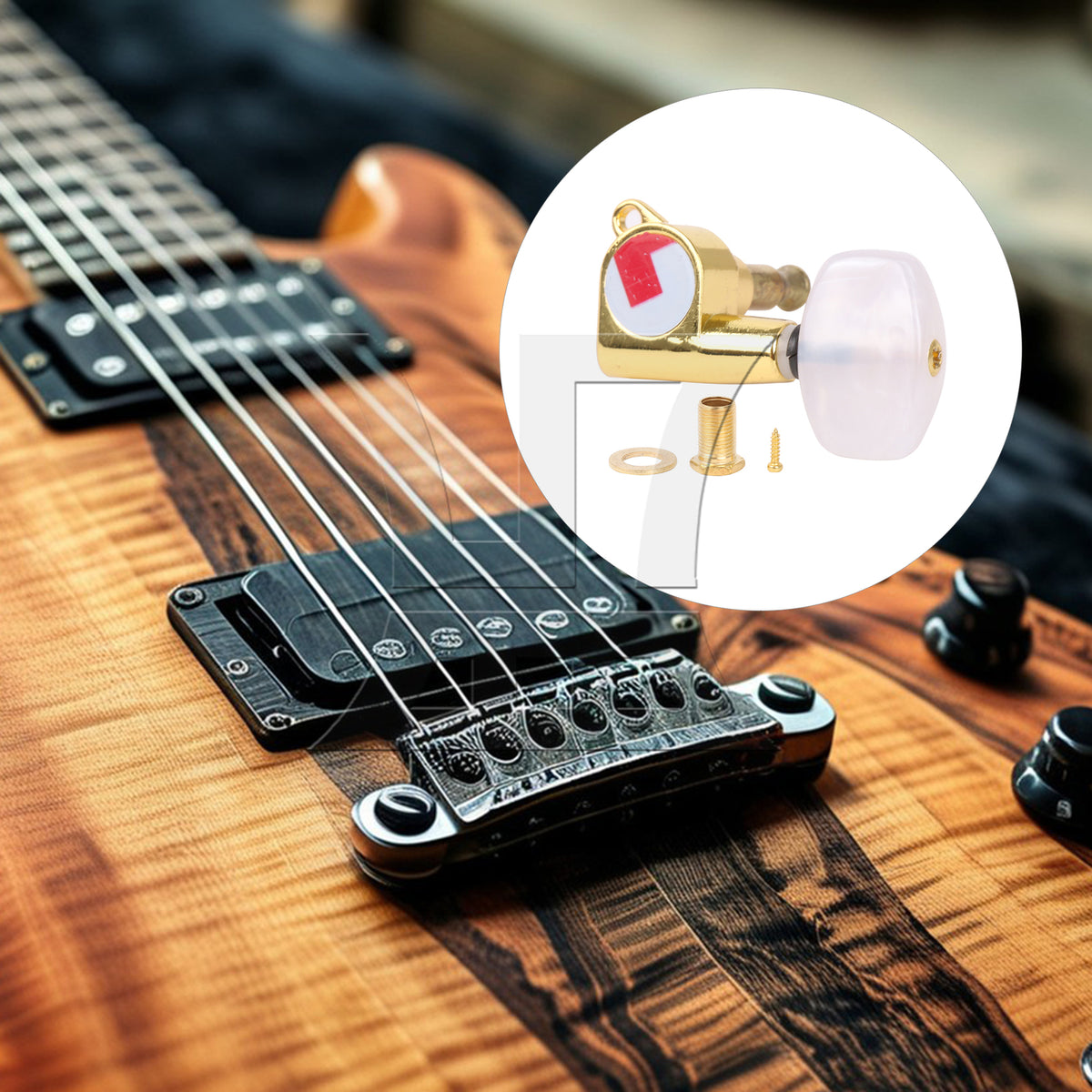BQLZR 1pc Guitar Fully Enclosed Large Square White Pearl Color Handle Accurate String Left Hand Golden Suitable for Electric Guitars