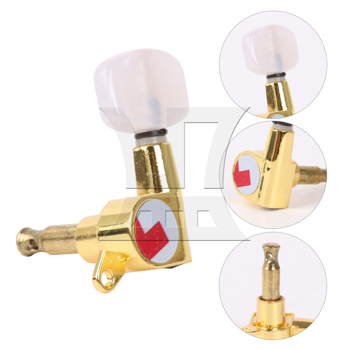 BQLZR 1pc Guitar Fully Enclosed Large Square White Pearl Color Handle Accurate String Left Hand Golden Suitable for Electric Guitars