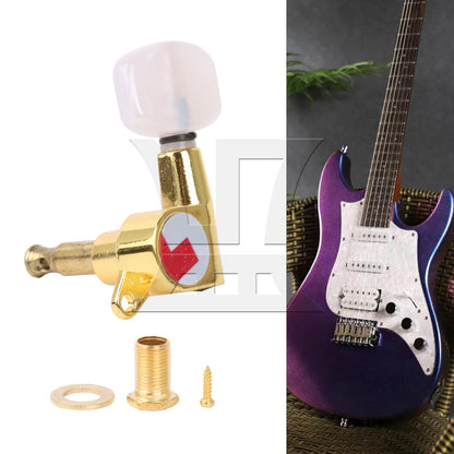 BQLZR 1pc Guitar Fully Enclosed Large Square White Pearl Color Handle Accurate String Left Hand Golden Suitable for Electric Guitars