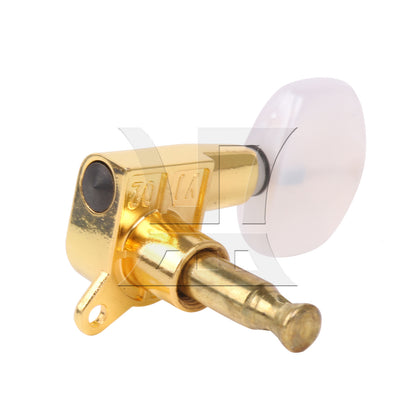 BQLZR 1pc Guitar Fully Enclosed Large Square White Pearl Color Handle Accurate String Left Hand Golden Suitable for Electric Guitars