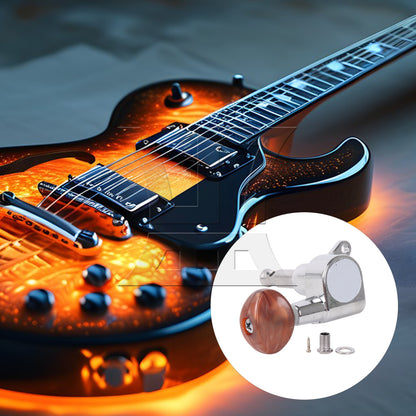 BQLZR 1pc Guitar Fully Enclosed Brown Small Concave Handle Accurate String Right Hand Silver Suitable for Electric Guitars