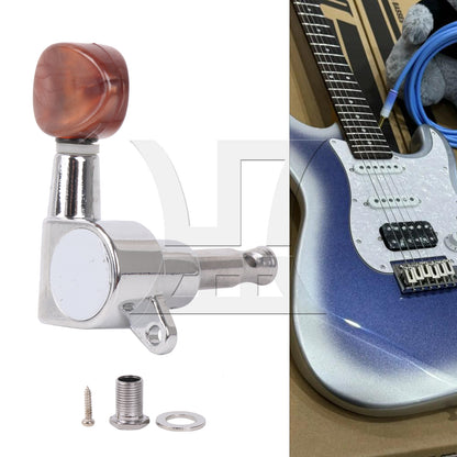 BQLZR 1pc Guitar Fully Enclosed Brown Small Concave Handle Accurate String Right Hand Silver Suitable for Electric Guitars