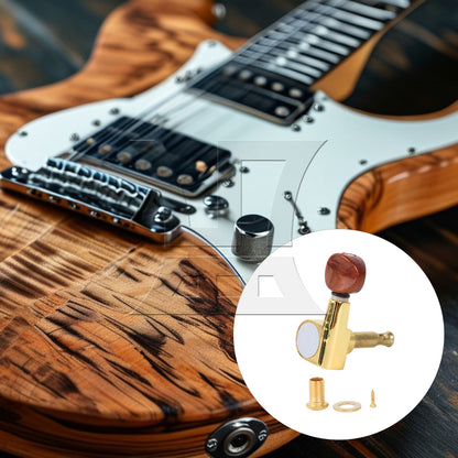 BQLZR 1pc Guitar Fully Enclosed Brown Small Concave Handle Accurate String Left Hand Golden Suitable for Electric Guitars