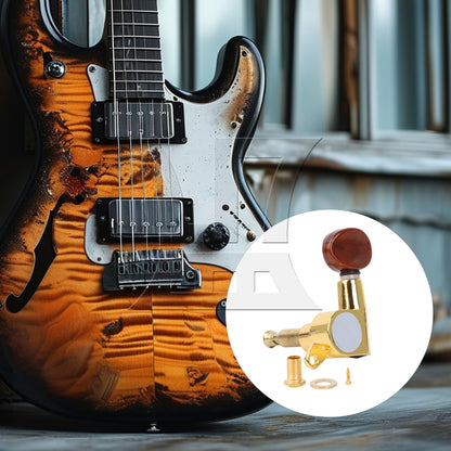 BQLZR 1pc Guitar Fully Enclosed Brown Small Concave Handle Accurate String Left Hand Golden Suitable for Electric Guitars