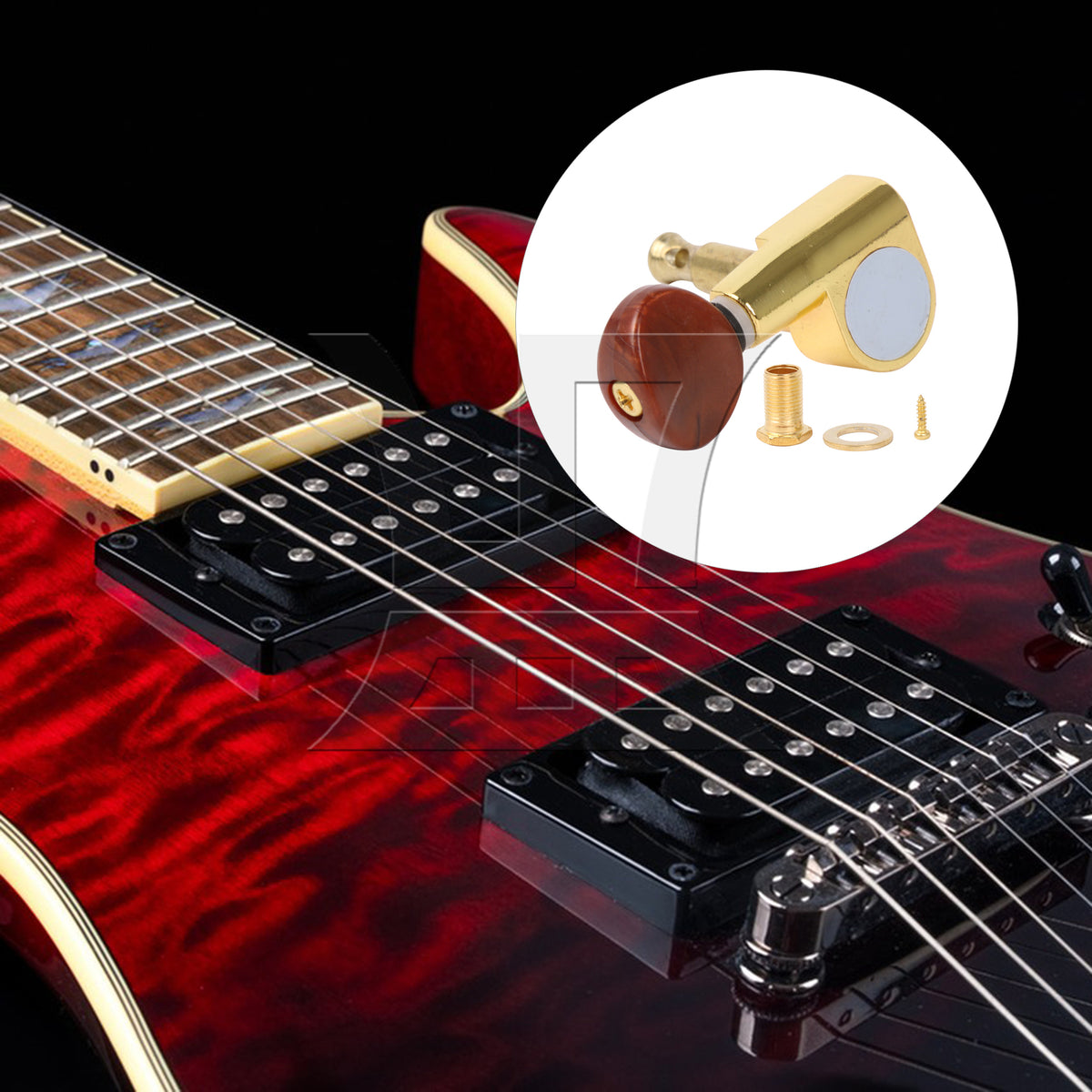 BQLZR 1pc Guitar Fully Enclosed Brown Small Concave Handle Accurate String Left Hand Golden Suitable for Electric Guitars