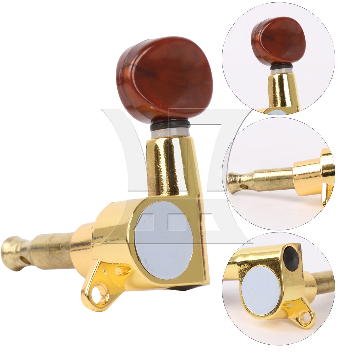 BQLZR 1pc Guitar Fully Enclosed Brown Small Concave Handle Accurate String Left Hand Golden Suitable for Electric Guitars