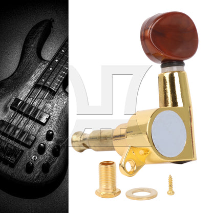BQLZR 1pc Guitar Fully Enclosed Brown Small Concave Handle Accurate String Left Hand Golden Suitable for Electric Guitars