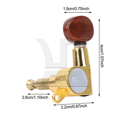 BQLZR 1pc Guitar Fully Enclosed Brown Small Concave Handle Accurate String Left Hand Golden Suitable for Electric Guitars
