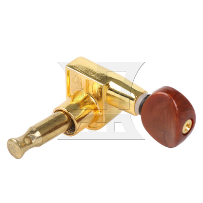 BQLZR 1pc Guitar Fully Enclosed Brown Small Concave Handle Accurate String Left Hand Golden Suitable for Electric Guitars