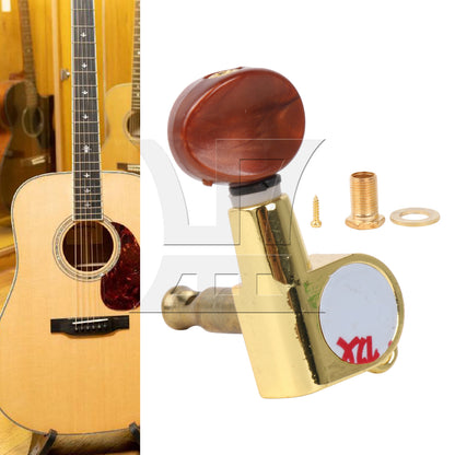 BQLZR 1pc Guitar Fully Enclosed Brown Small Concave Handle Accurate String Right Hand Silver Suitable for Electric Guitars