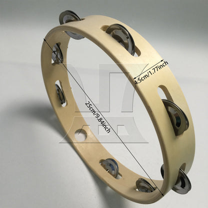 BQLZR 1pc Tambourine 10 Inches Ktv Rattle Show Accompaniment Hand Bell Ring