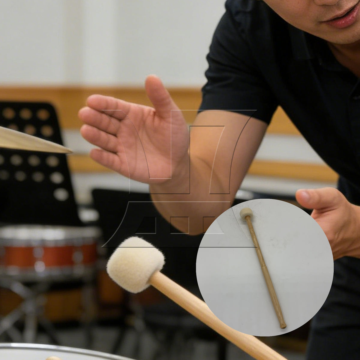BQLZR 1pc Drum Mallet 14inch Wool Felt Drum Stick for Marching Drum