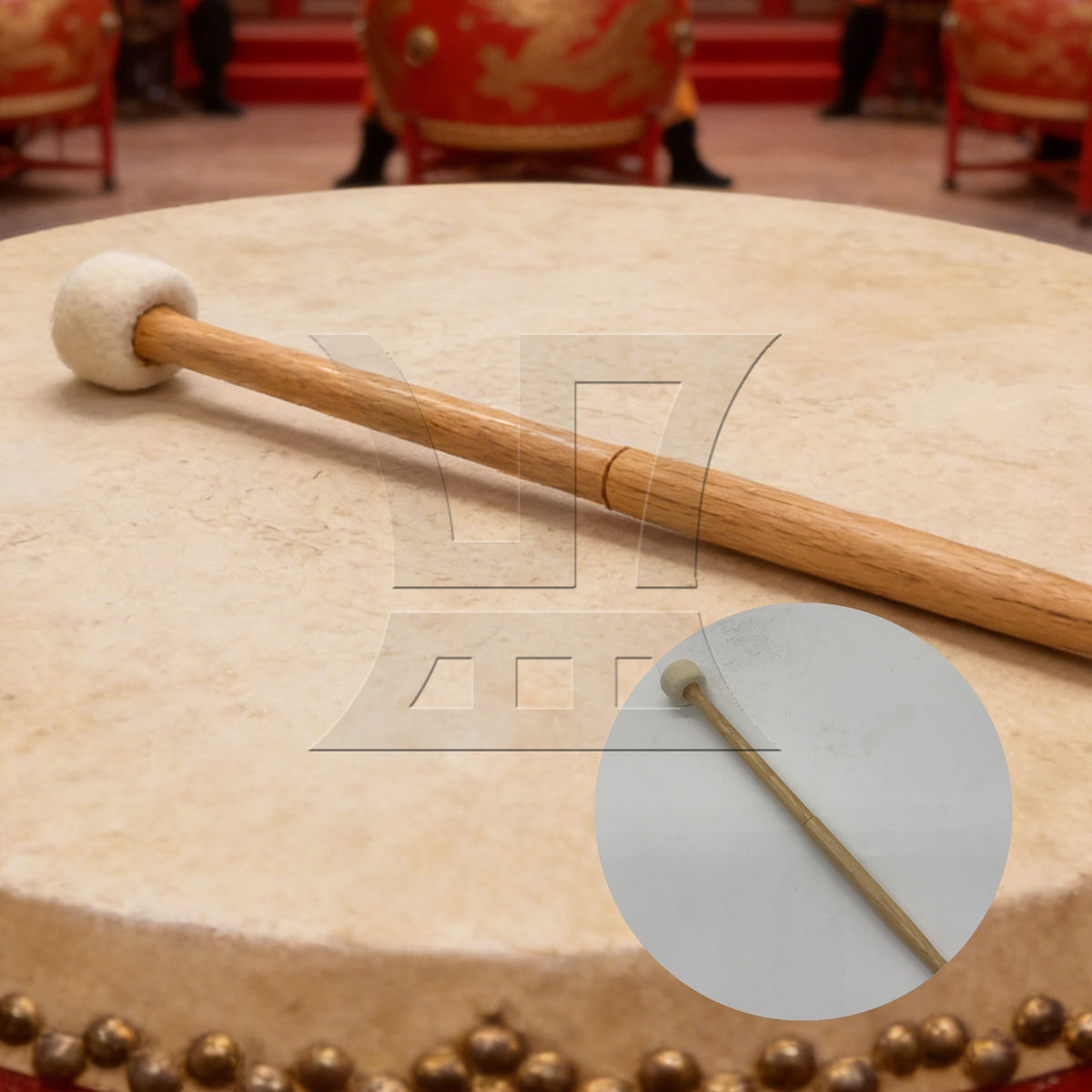 BQLZR 1pc Drum Mallet 14inch Wool Felt Drum Stick for Marching Drum