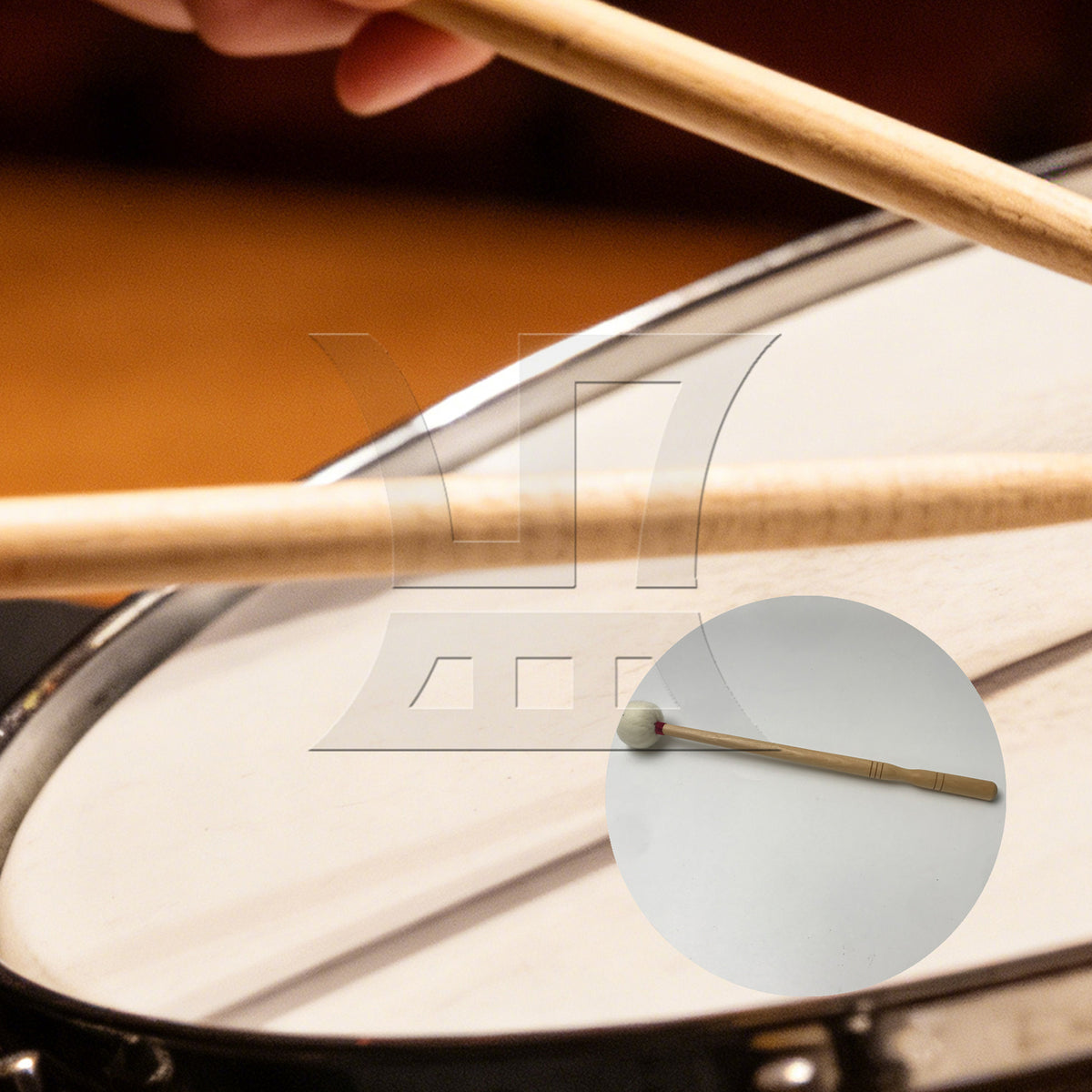 BQLZR 1pc Drum Mallet 12 Inches for Marching Band Drumsticks Orchestra Drumsticks