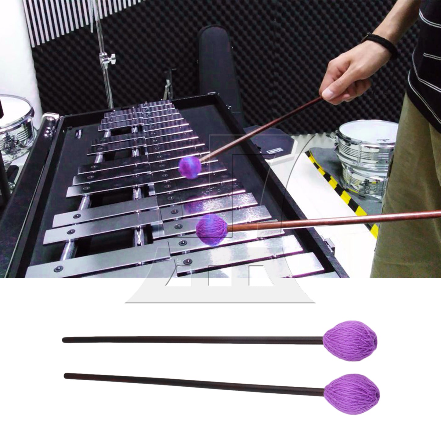 BQLZR 1pc Marimba Mallet 40mm Purple 16 Inches Marimba Hammer Wooden Hammer