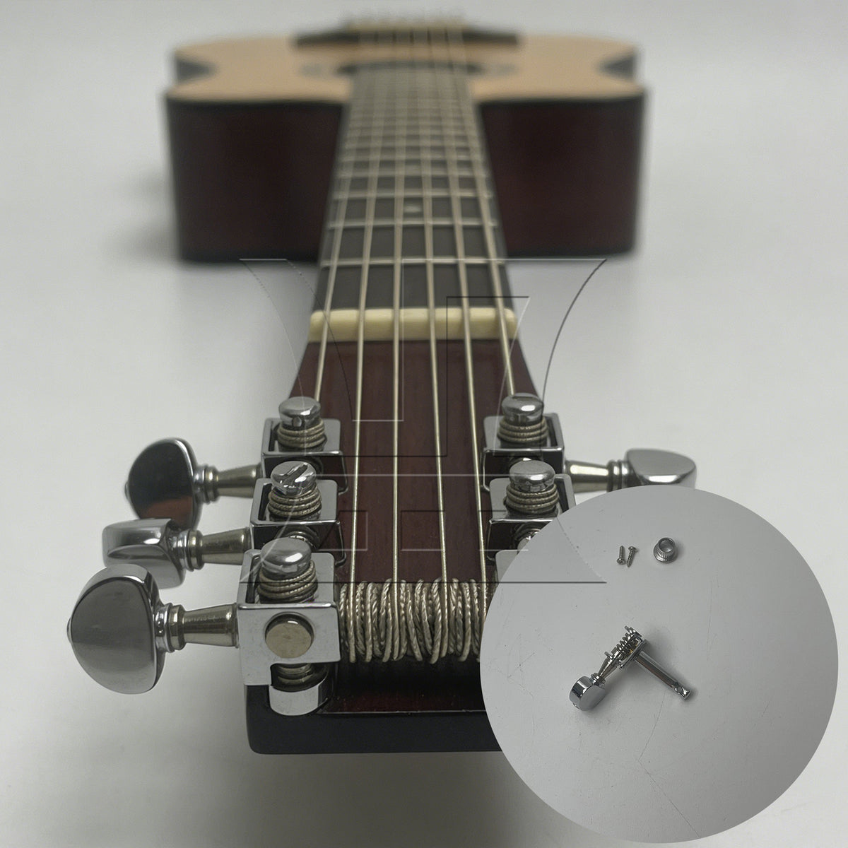 BQLZR 1pc Open Gear String Tuning Peg With Semicircle Handle R Silver Folk Guitar Buttons Classical Guitar Acoustic Guitar Electric Guitar Winder