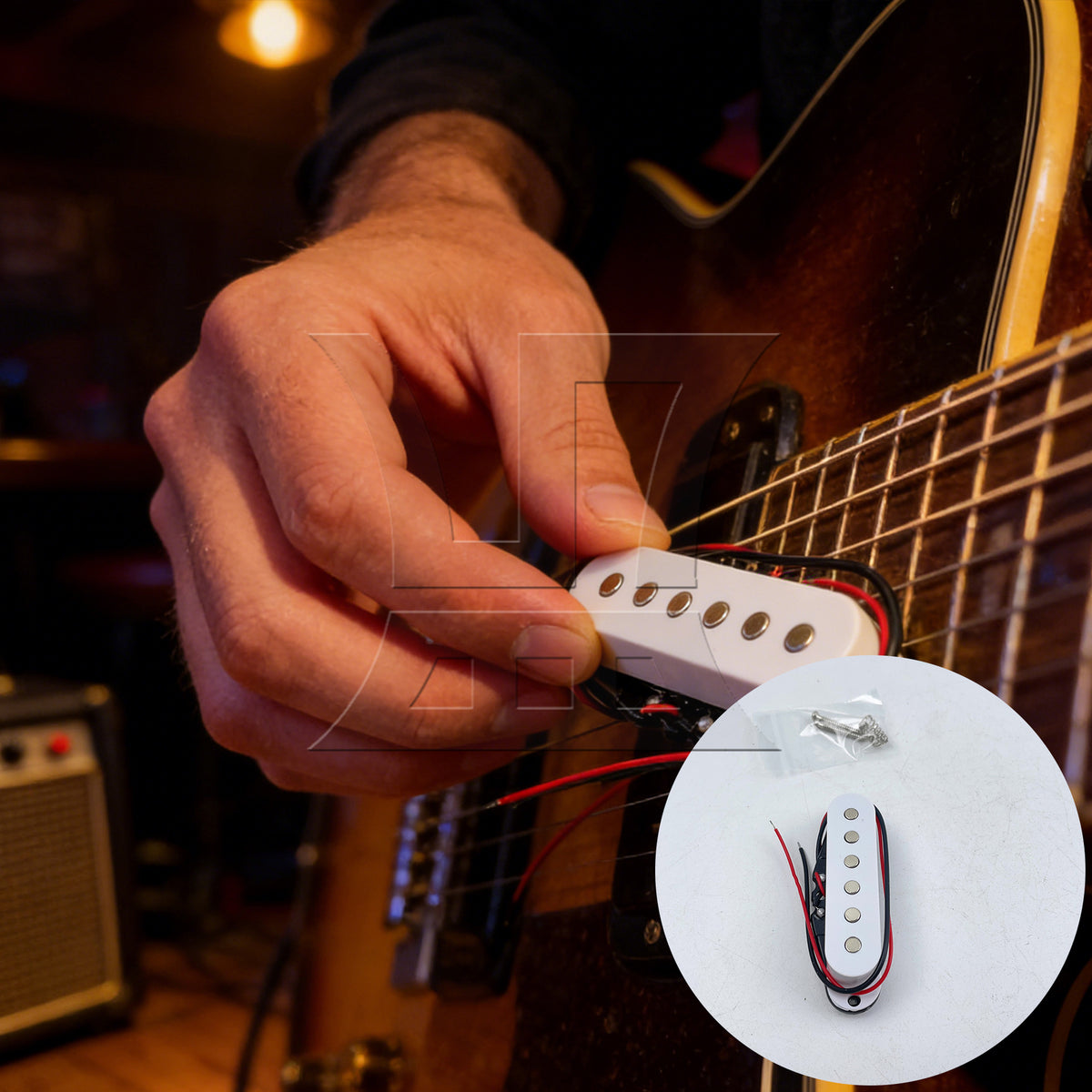 BQLZR 1pc Single Coil Pickup 48cm  White Single Coil Pickup Electric Guitar Accessories