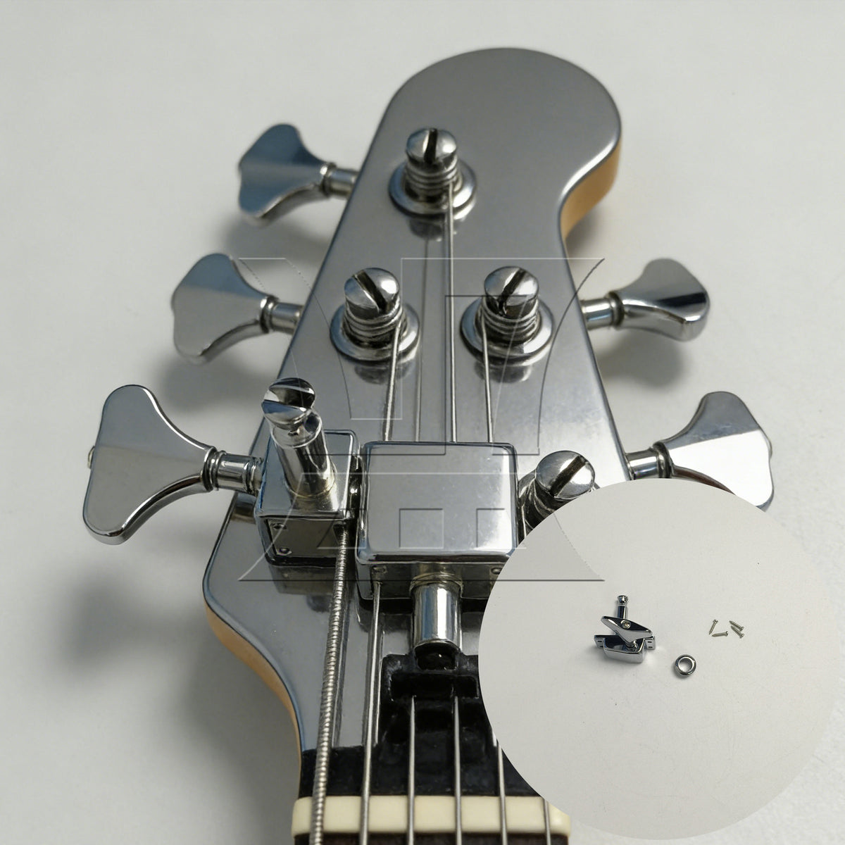 BQLZR 1pc Semi-Closed Fishtail Bass Tuning Peg Silver Left Bass Guitar Winding Buttons