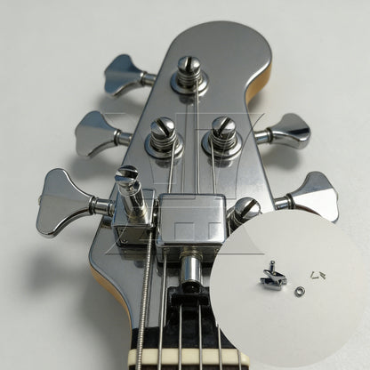 BQLZR 1pc Semi-Closed Fishtail Bass Tuning Peg Silver Left Bass Guitar Winding Buttons