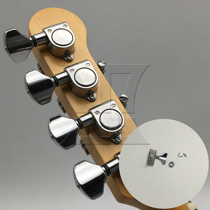 BQLZR 1pc Semi-Closed Fishtail Bass Tuning Peg Silver Left Bass Guitar Winding Buttons