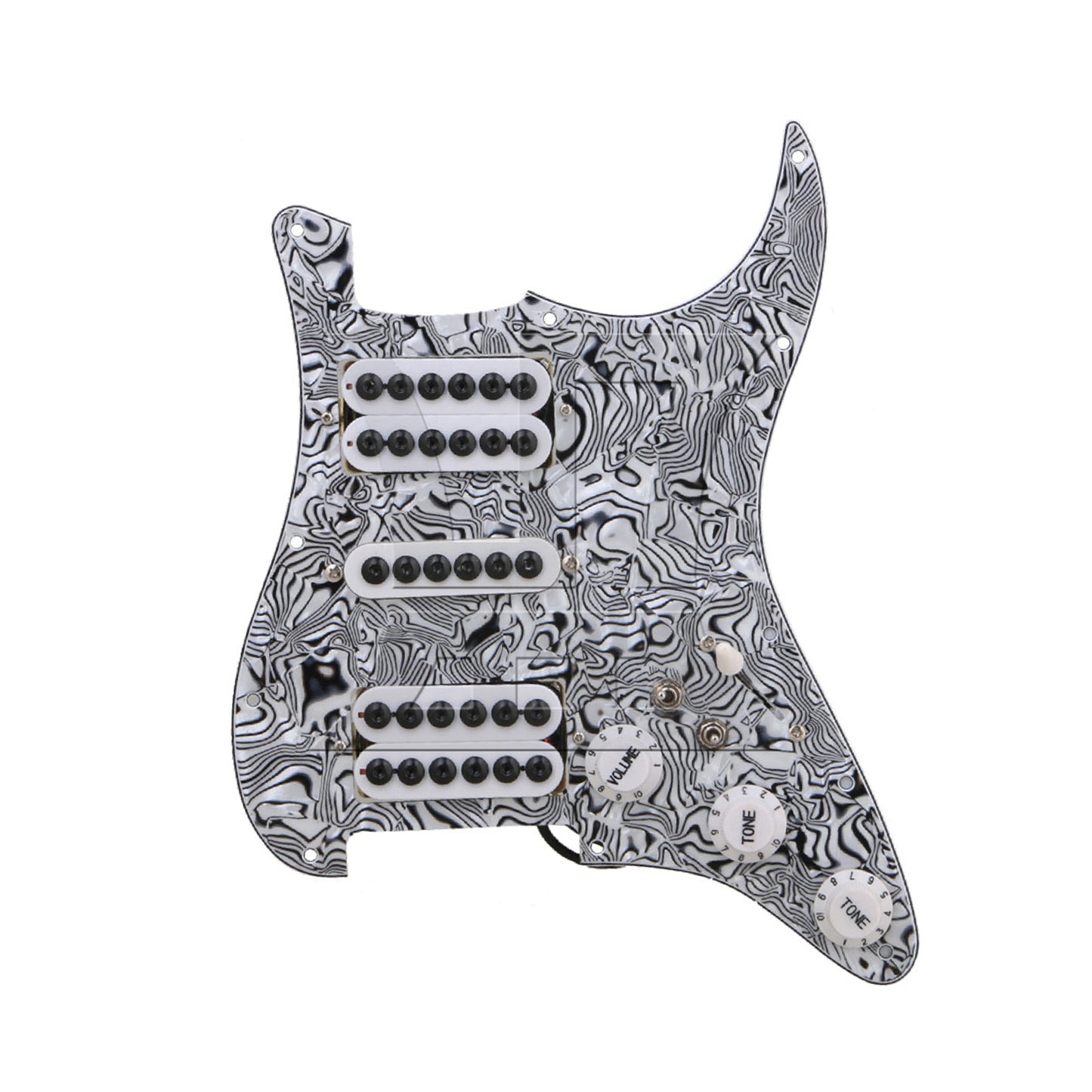 BQLZR 1pc Electric Guitar Hsh Pickguard 3-Layer Black and White Electric Guitar Plastic Front Cover