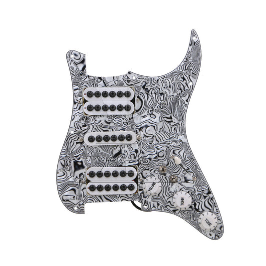 BQLZR 1pc Electric Guitar Hsh Pickguard 3-Layer Black and White Electric Guitar Plastic Front Cover