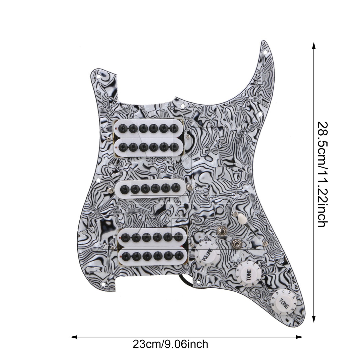 BQLZR 1pc Electric Guitar Hsh Pickguard 3-Layer Black and White Electric Guitar Plastic Front Cover