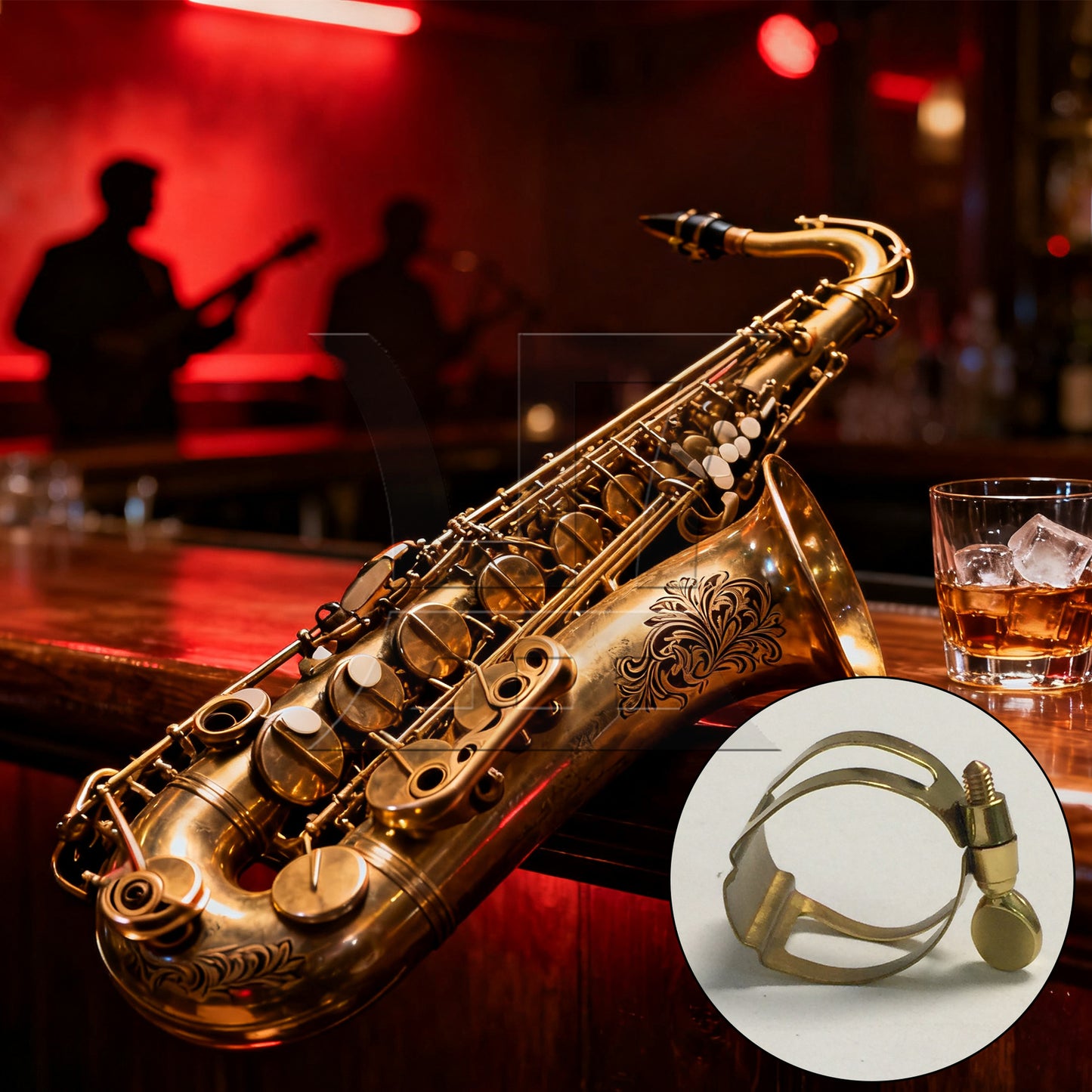 BQLZR 1pc Sax Mouthpiece Ligature Golden Saxophone Metal Clip Accessories