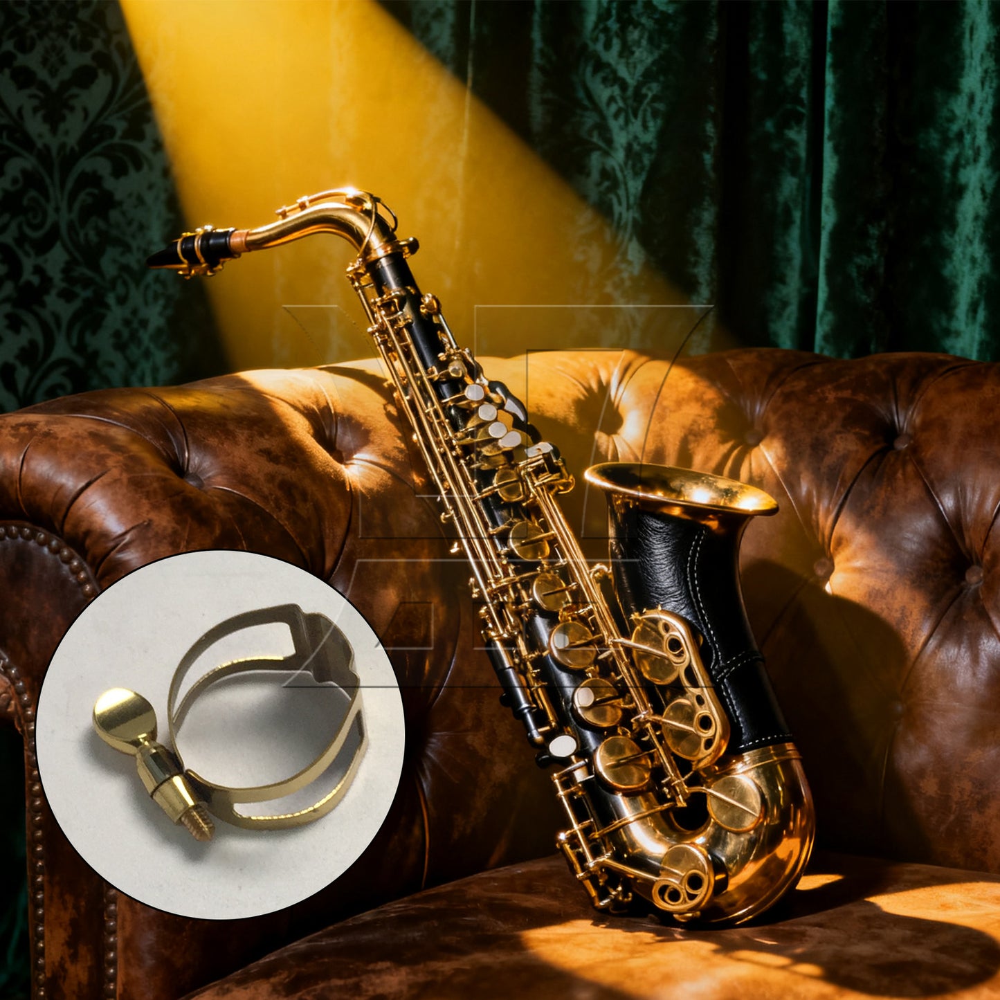 BQLZR 1pc Sax Mouthpiece Ligature Golden Saxophone Metal Clip Accessories