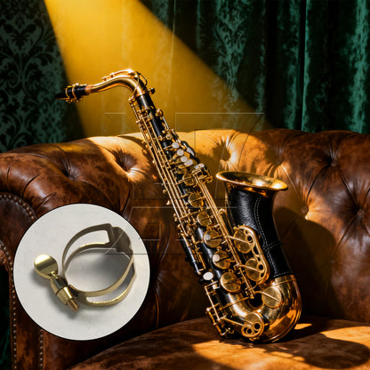 BQLZR 1pc Sax Mouthpiece Ligature Golden Saxophone Metal Clip Accessories