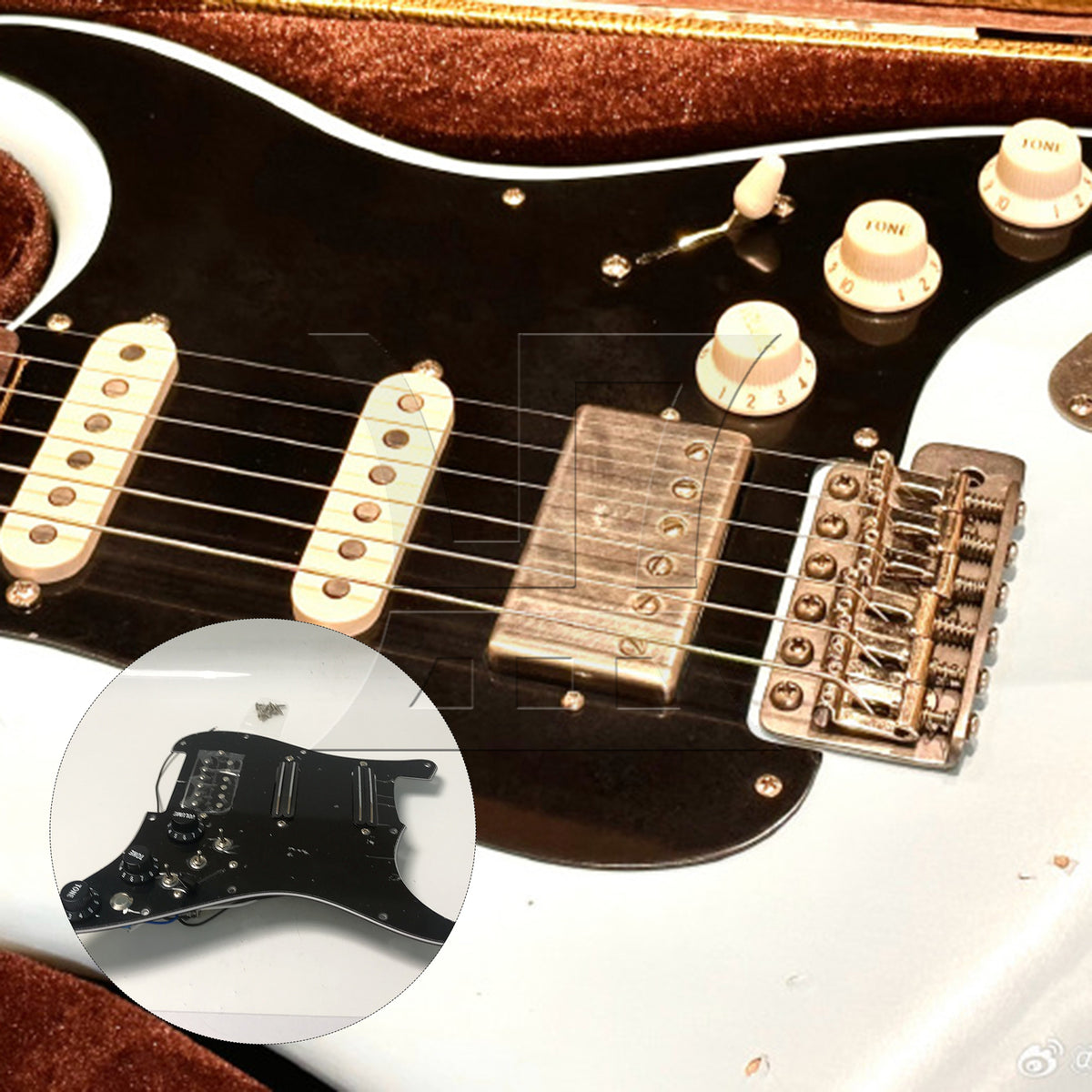 BQLZR 1pc Three-Layer Electric Guitar Guard Set Ssh All Black (With Switch, Right Hand) for Lynnists Musical Instrument Making