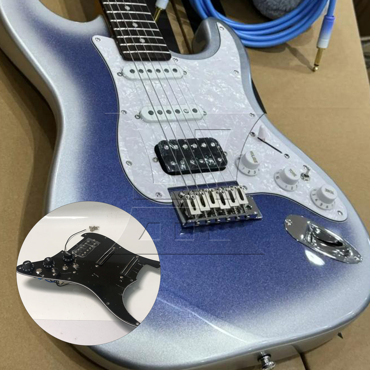 BQLZR 1pc Three-Layer Electric Guitar Guard Set Ssh All Black (With Switch, Right Hand) for Lynnists Musical Instrument Making