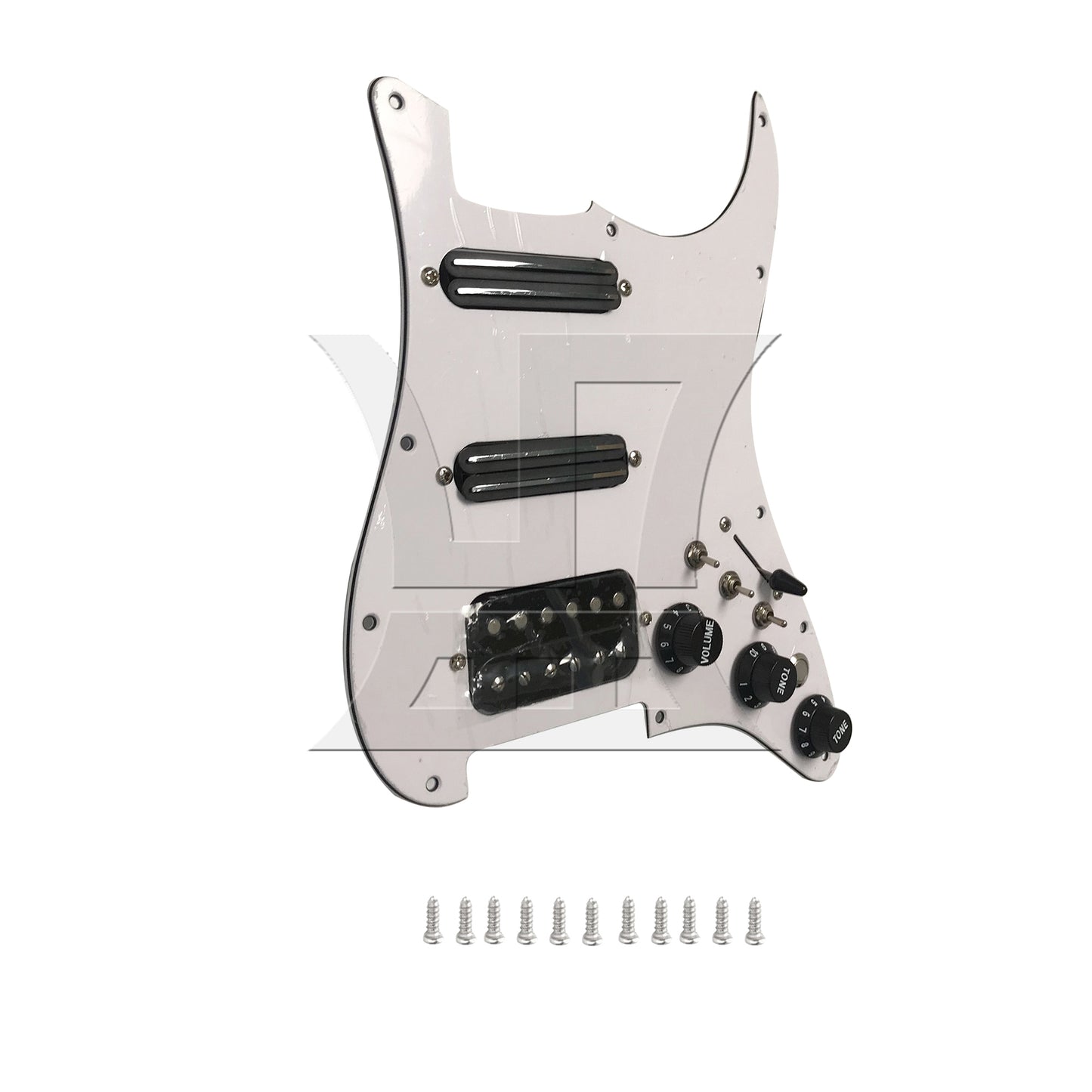 BQLZR 1pc Three-Layer Electric Guitar Guard Set Ssh White + Black (With Switch, Right Hand) for Lynnists Musical Instrument Making