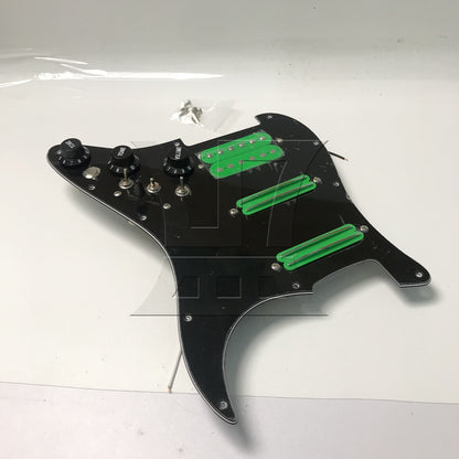 BQLZR 1pc Three-Layer Electric Guitar Guard Set Ssh Black + Green (With Switch Right Hand) for Lynnists Musical Instrument Making